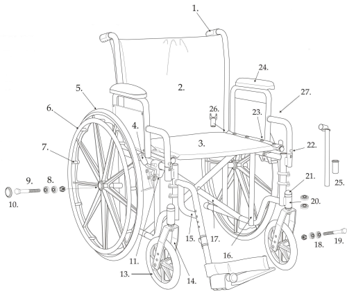 Parts For Chrome Sport Wheelchair parts diagram