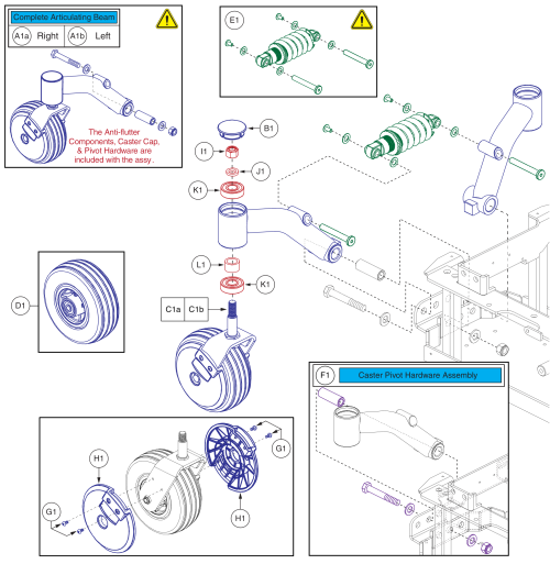 Rear Caster Arm & Suspension Assy, J4hd parts diagram