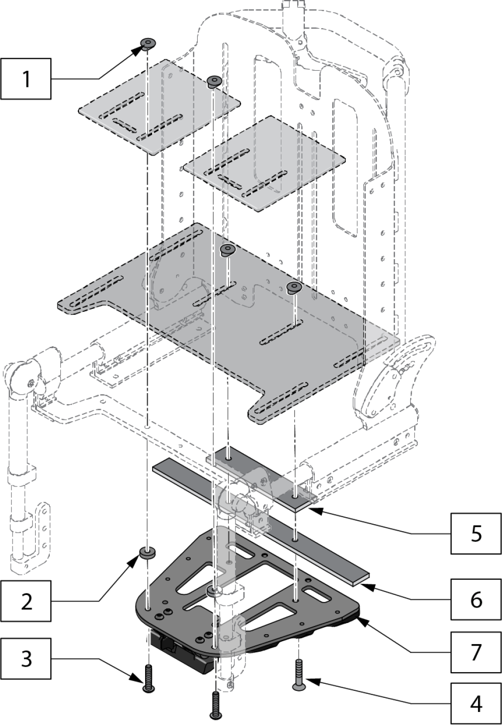 Slide-n-lock For Advanced Seating Shell parts diagram