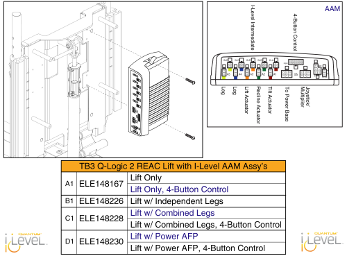 Lift Only Aam Assy's, Q-logic 2 - Reac Lift / I-level parts diagram