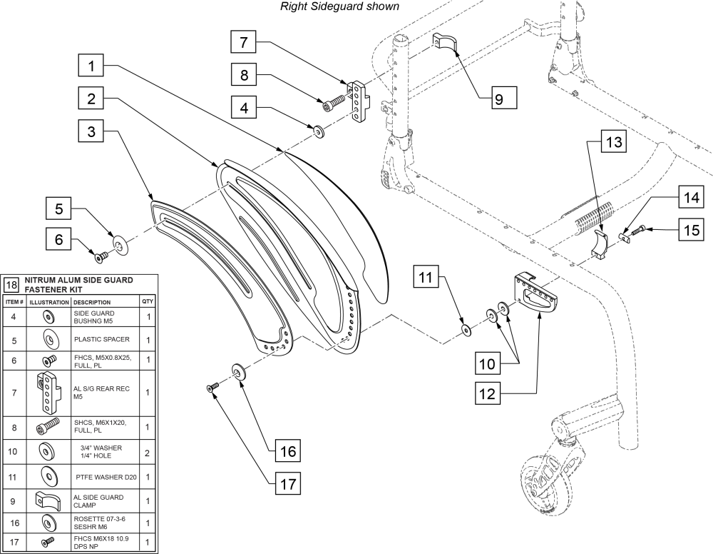 Carbon Fiber Sideguard parts diagram