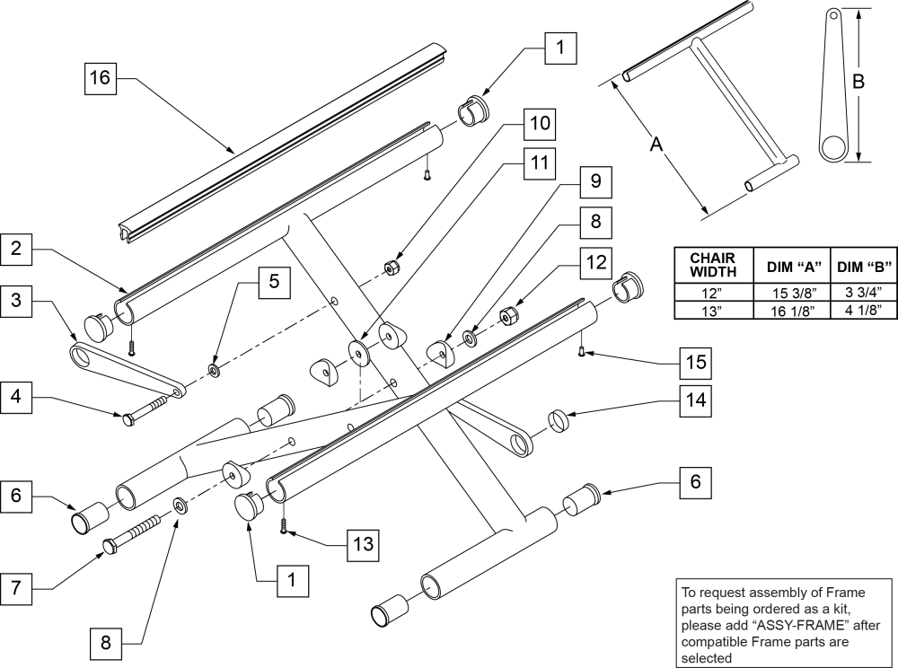 Kids Q2 Cross Tube Assm 11-13 parts diagram