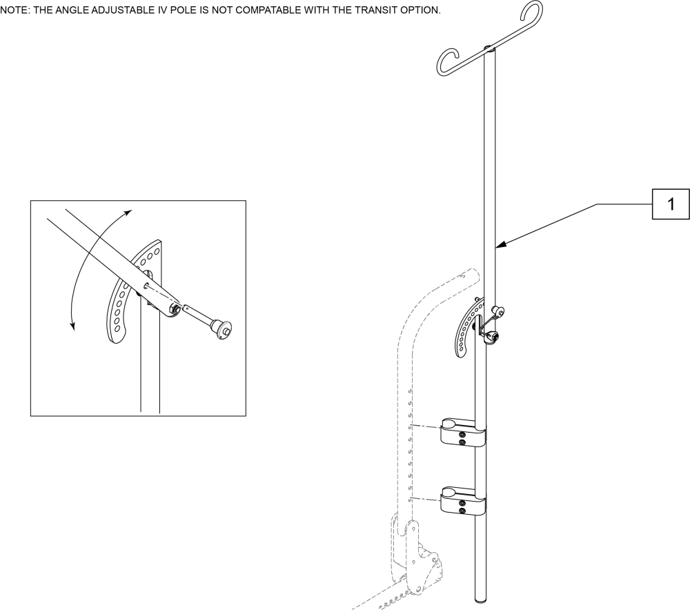 Angle Adjustable Iv Pole parts diagram