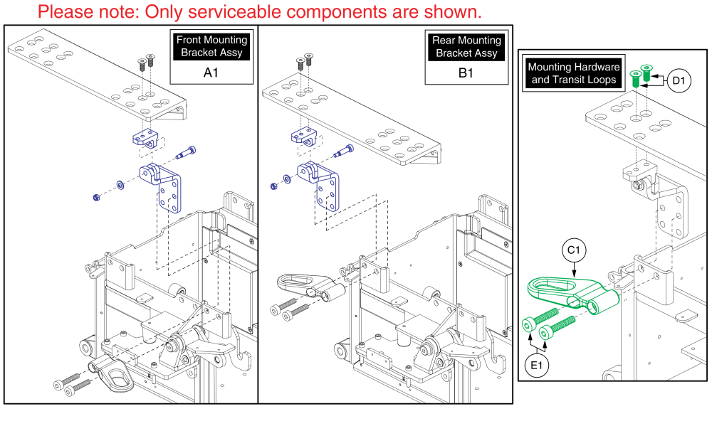 Seat Interface - Hd Tilt W/ Transit Loops, Q6 Edge Hd parts diagram