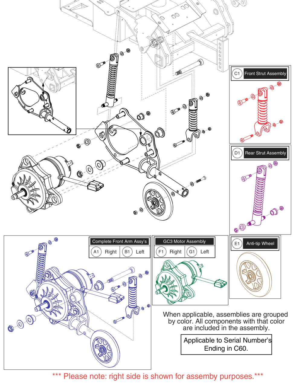 Anti-tip Assembly W/motor - Gc3, Low Cost, Group 2 parts diagram