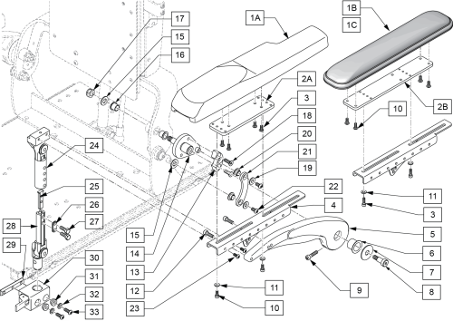 Cantilever Armrest -power Recline parts diagram