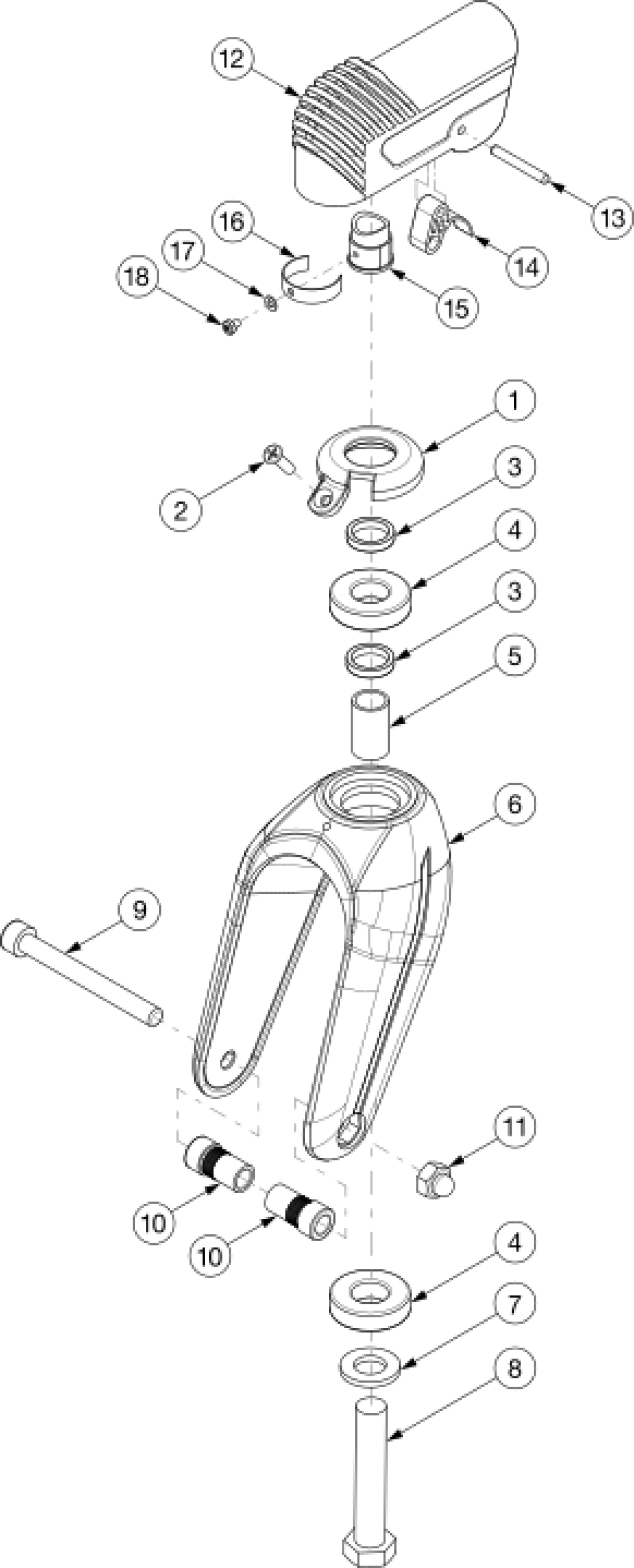 Tyke Caster Fork And Stem parts diagram