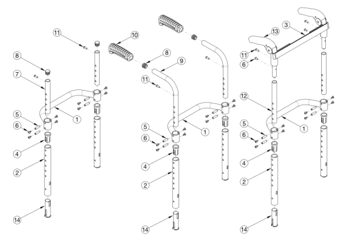 Rigid Height Adjustable Back Post With Adjustable Height Rigidizer Bar parts diagram