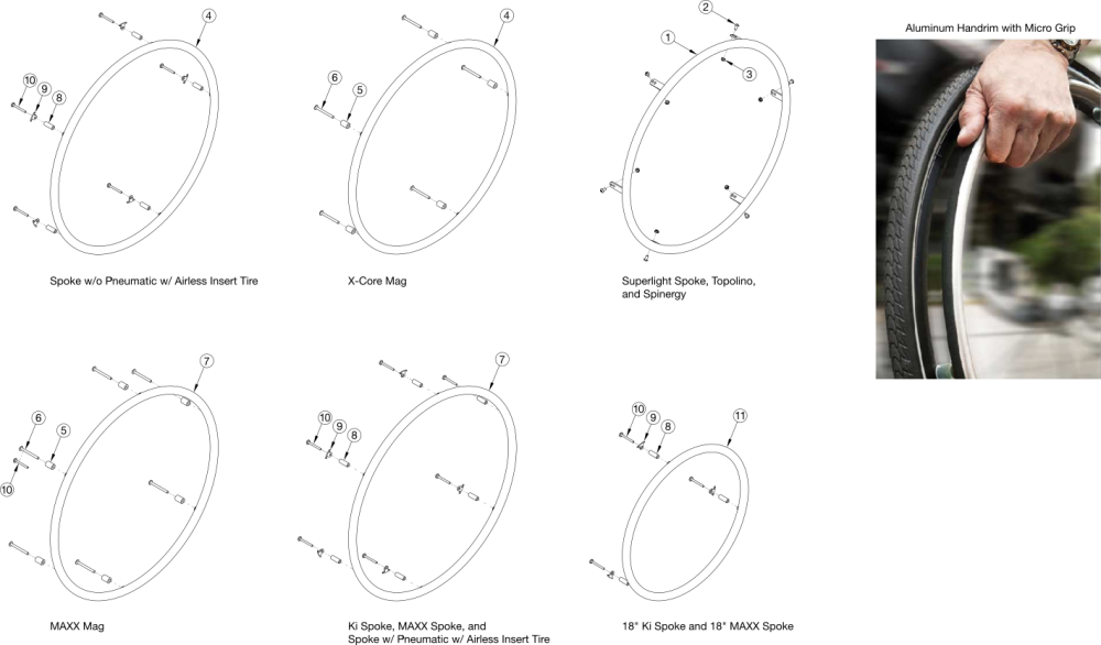 Catalyst E Handrims - Aluminum Anodized parts diagram