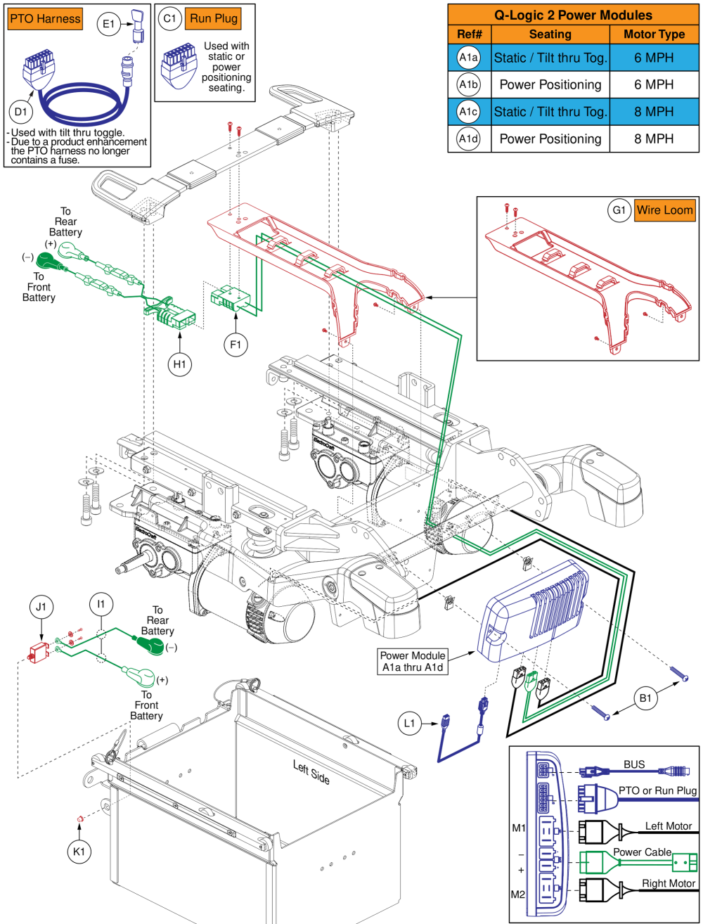 Q-logic 2 Power Modules & Harnesses, Standard Motors, Rival (r44) parts diagram