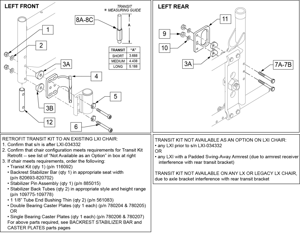 Transit Kit Quickie Lxi parts diagram