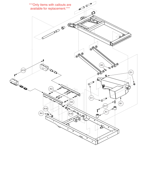 Tilt Frame And Actuator, Version 1, Tb2 Tilt parts diagram