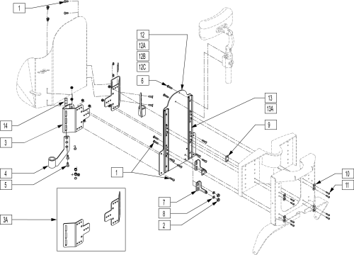 Deep Contour Recline Backrest Assembly parts diagram