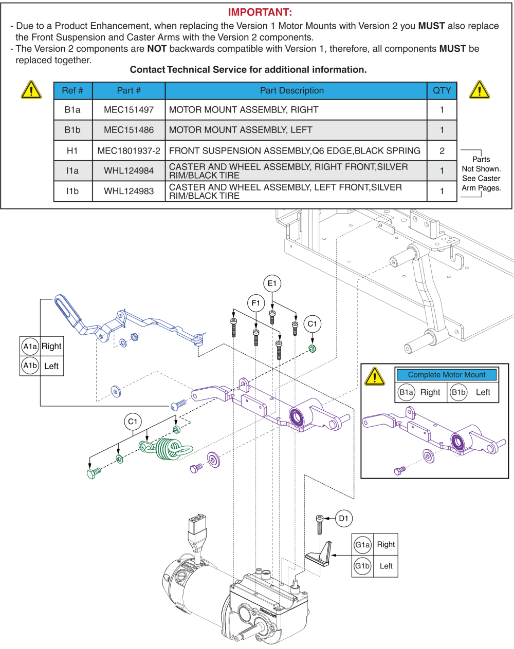 Freewheel Lever, Motor Mount, & Suspension Assy, Ver. 2, J600 Es parts diagram