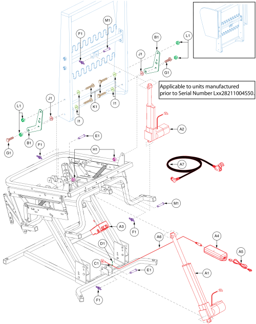 Trendelenberg Actuators And Electrical Components parts diagram