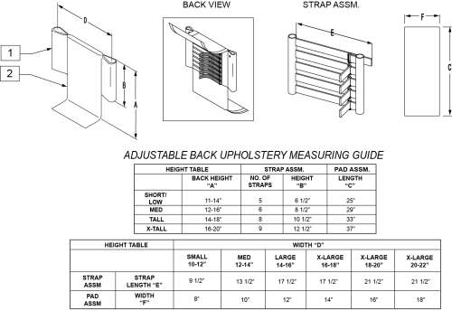 Adjustable Back Upholstery parts diagram