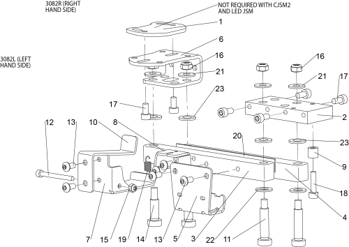 Swingback Joystick Assembly Latch parts diagram