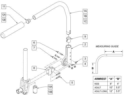 Angle Adjustable Swing Away Armrest Discontinued parts diagram