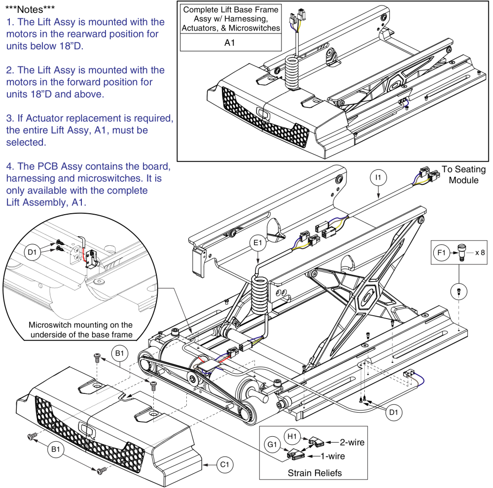 Lift Frame Assembly, Tb3 / Q6 Edge Lift Only parts diagram