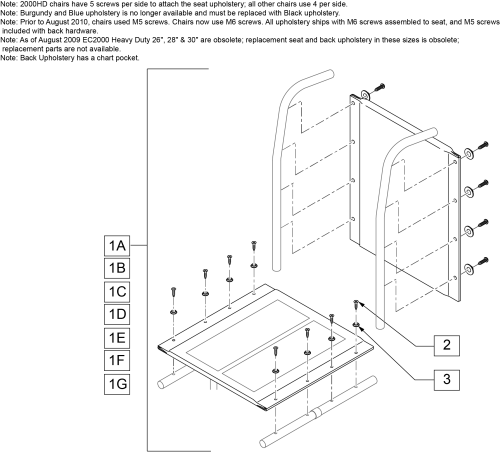 Seat And Back Upholstery 1000,2000,3000 parts diagram
