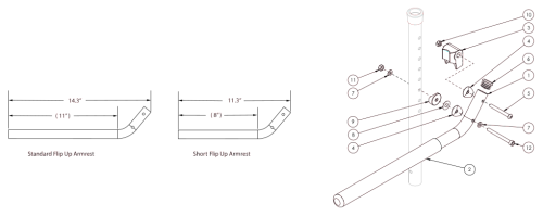 Tubular Flip Up Armrest parts diagram