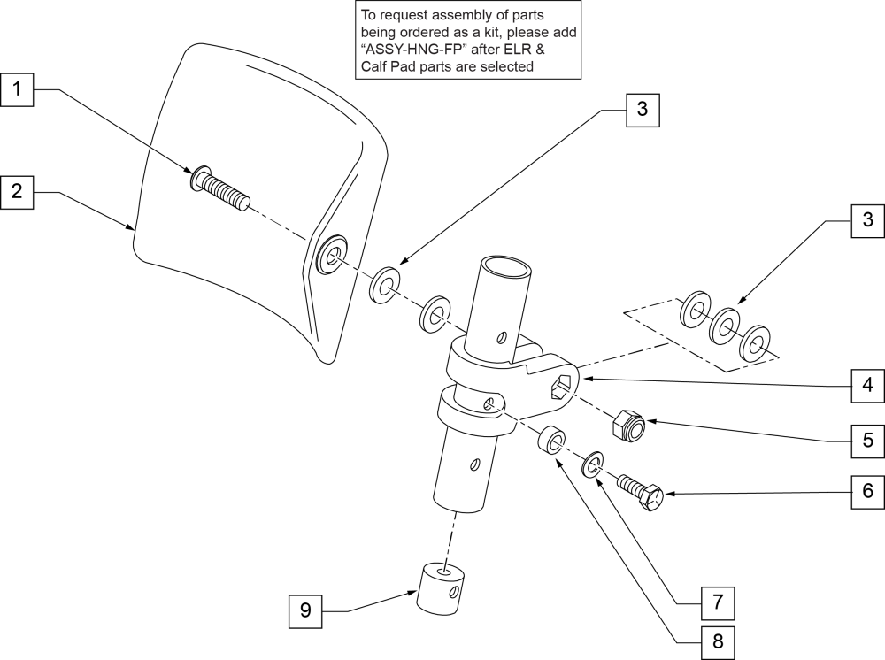 90 Deg Elevating Calf Pad parts diagram