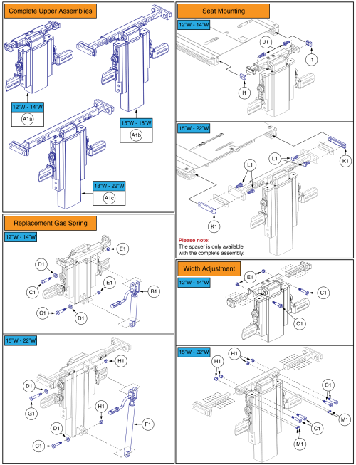 Quick Adjust Center Mount Foot Platform, Complete Upper, Rail Mounted parts diagram