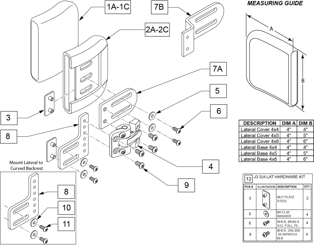 Swing-away Lateral parts diagram