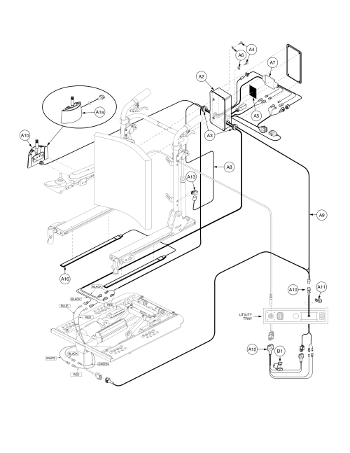 Tb1 Tilt, Remote Plus / Vsi Thru Toggle, Manual Recline, Off-board Charger parts diagram