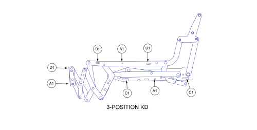 Mounting Hardware - 3-position Kd parts diagram