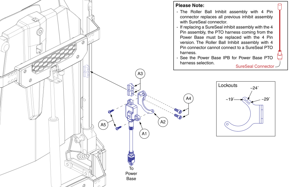 Back Mounted Inhibit Assembly, Tb Flex Seating parts diagram