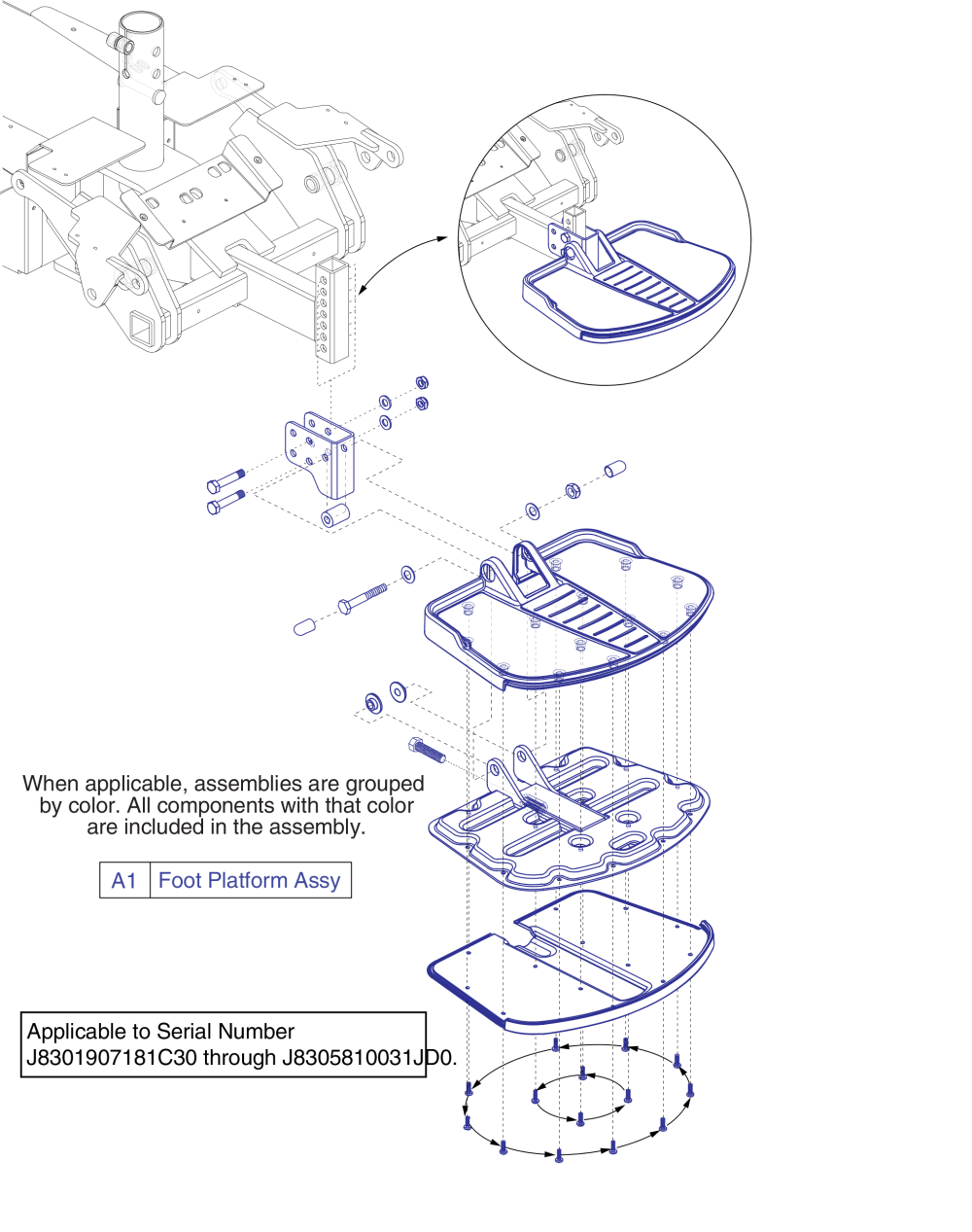 Foot Platform Assembly - Gen 2, Small Stamped parts diagram