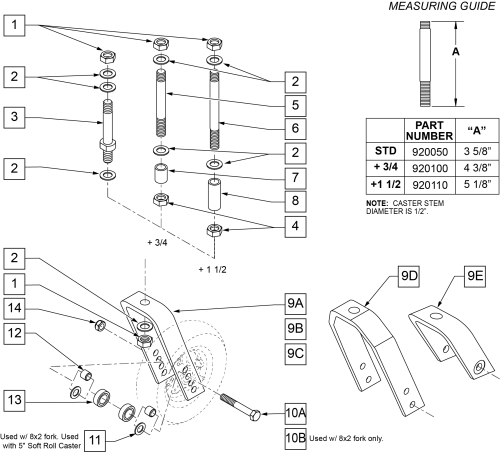 Caster Stem & Fork Assembly parts diagram