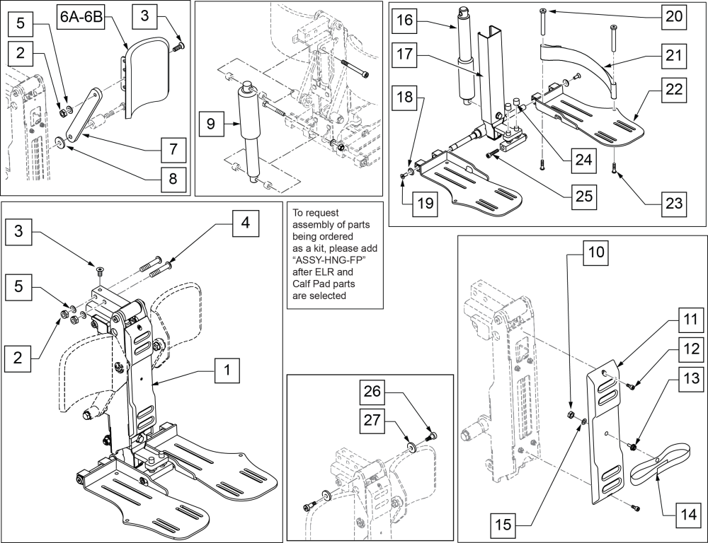 Power Center Mount Elr(rehab/recline Seat-angle Adj Footplates) parts diagram