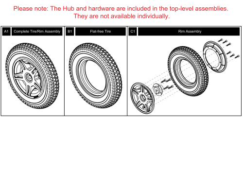 Flat-free Drive Wheels, J/q614 parts diagram