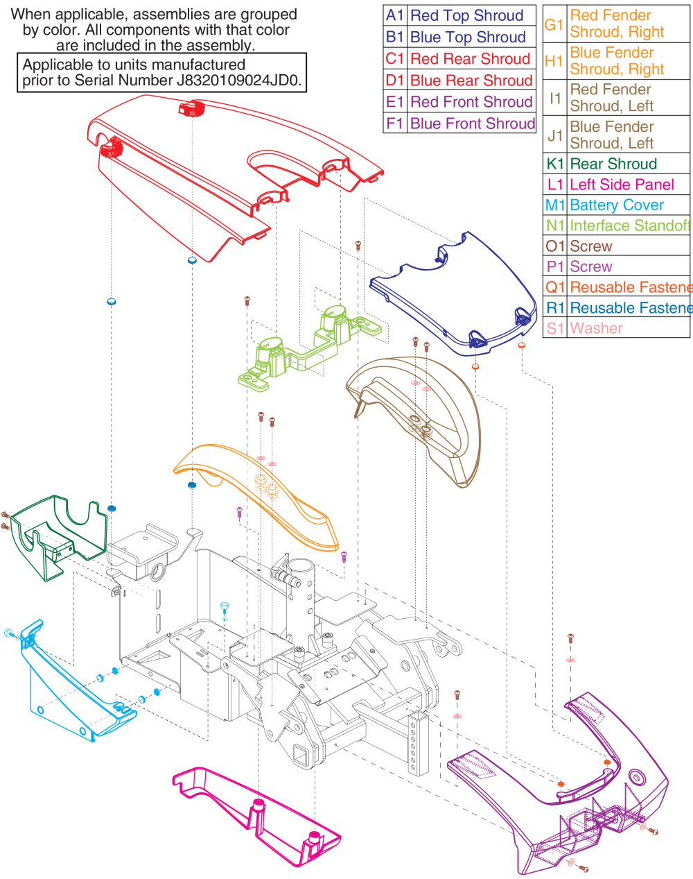 Shroud Assembly Gen. 1 parts diagram