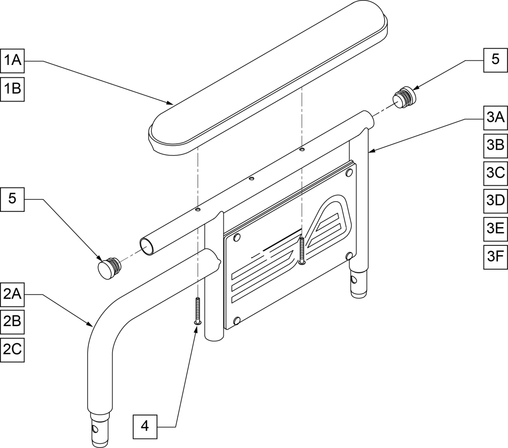 Dual-post Armrest parts diagram