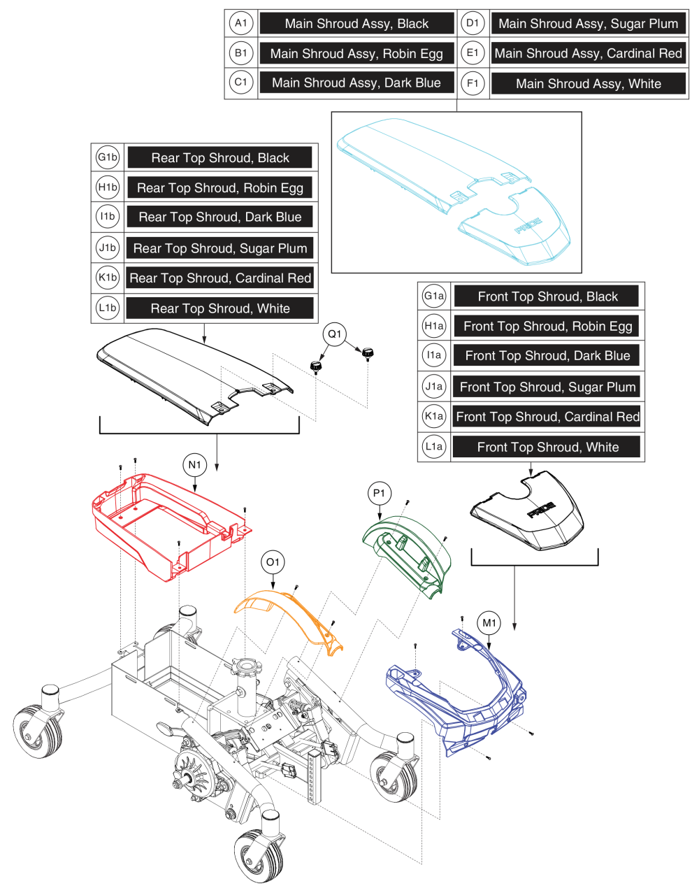 Shroud Assembly, Evo613 parts diagram