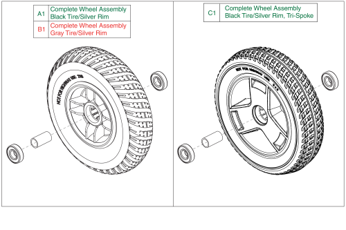 Front Wheels, 4 Wheel Units, Gogo Elite Traveller Plus parts diagram