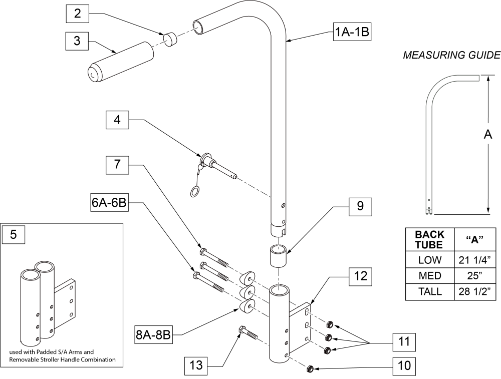 Removable Stroller Handle parts diagram