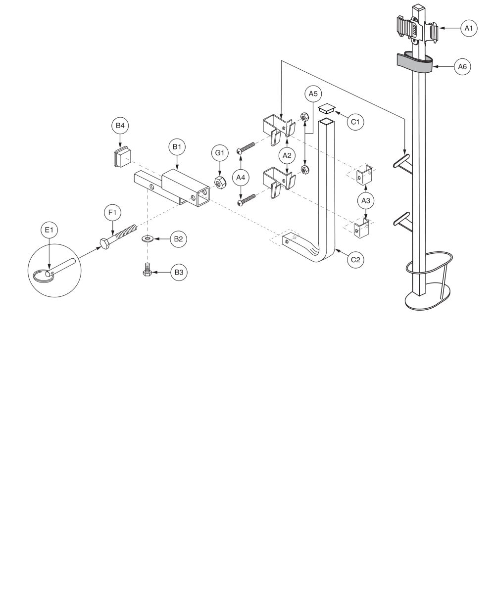 Cane / Crutch Holder - Synergy Seat parts diagram