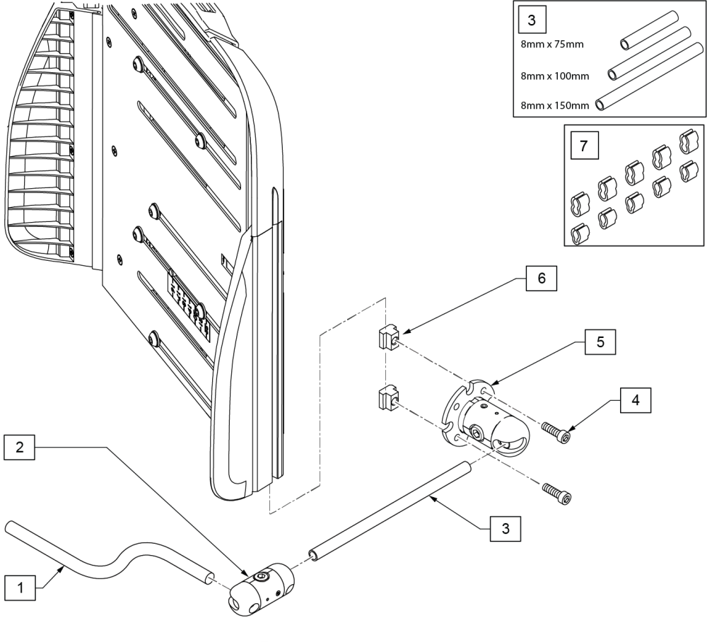 Link-it To Ergo Backrest Mount (chin Control Pkg) parts diagram
