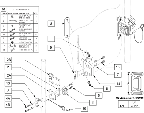 J3 Th Back Hardware parts diagram