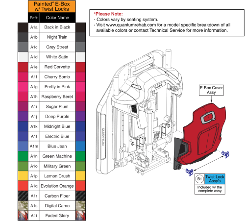 Painted E-box Shroud Covers, Tru Balance® 3 Redesigned/4 Backs parts diagram