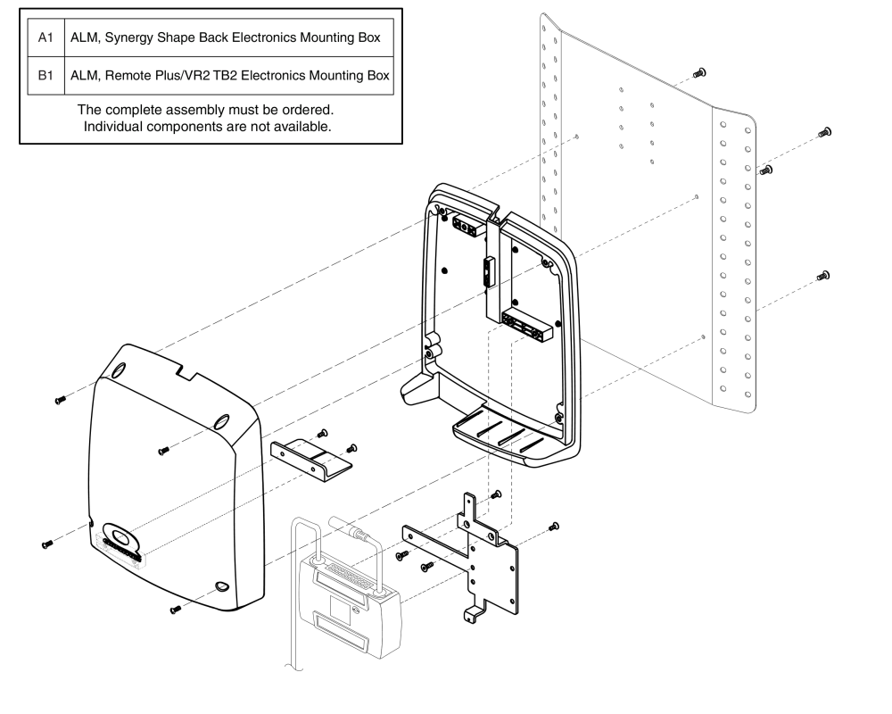 Electronics Box - Alm - Solid Back Plate/ Cane Mount, Tb2 parts diagram