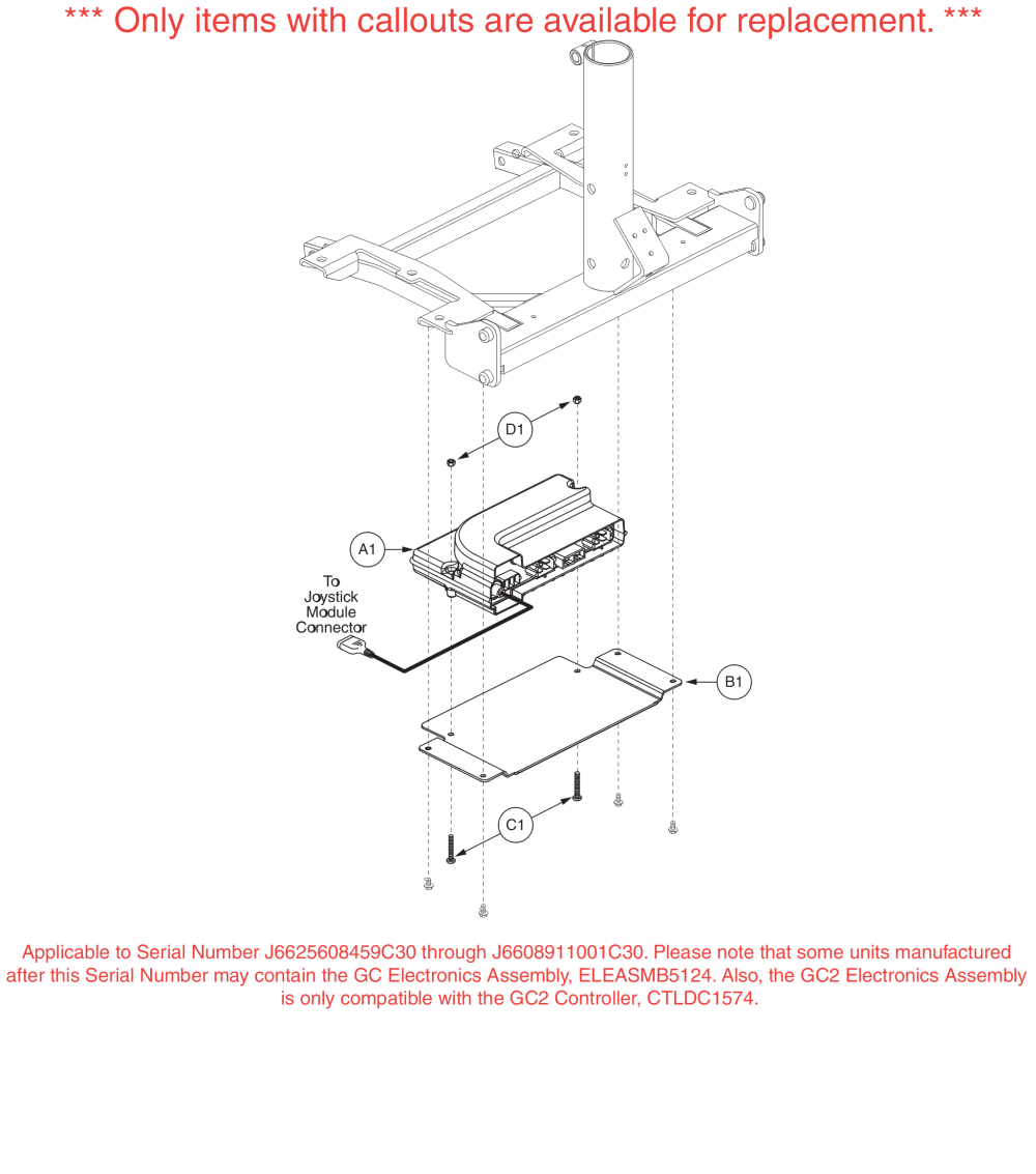 Gc2 Power Module W/ Mounting Hardware.  (s/n J6625608459c30 Thru J6608911001c30) Go-chair / Z-chair parts diagram