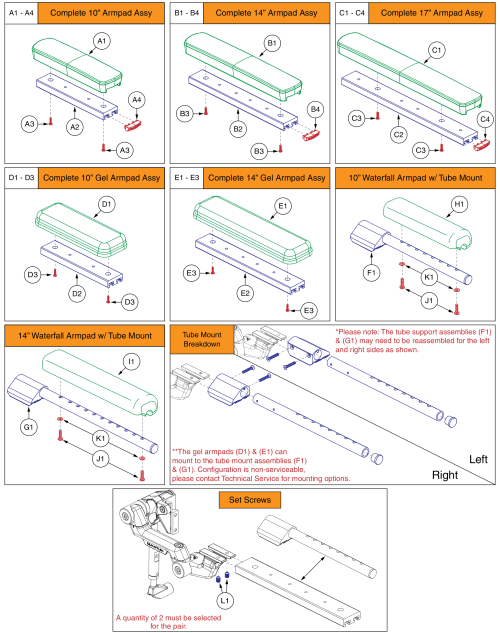 Armpads And Mounting Options, Version 3 Flip-back Arms, Tru Balance® 3/4 parts diagram