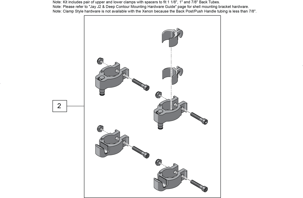 Jay J2 & J2 Deep Contour Clamp Style Hardware parts diagram