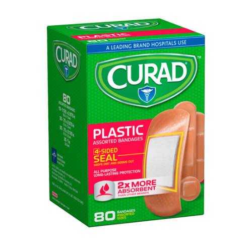CURAD Plastic Bandages - Assorted - 80 CT