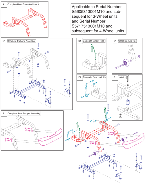 Rear Frame Assembly, Version 3,  S5605313001m10 - Subsequent parts diagram